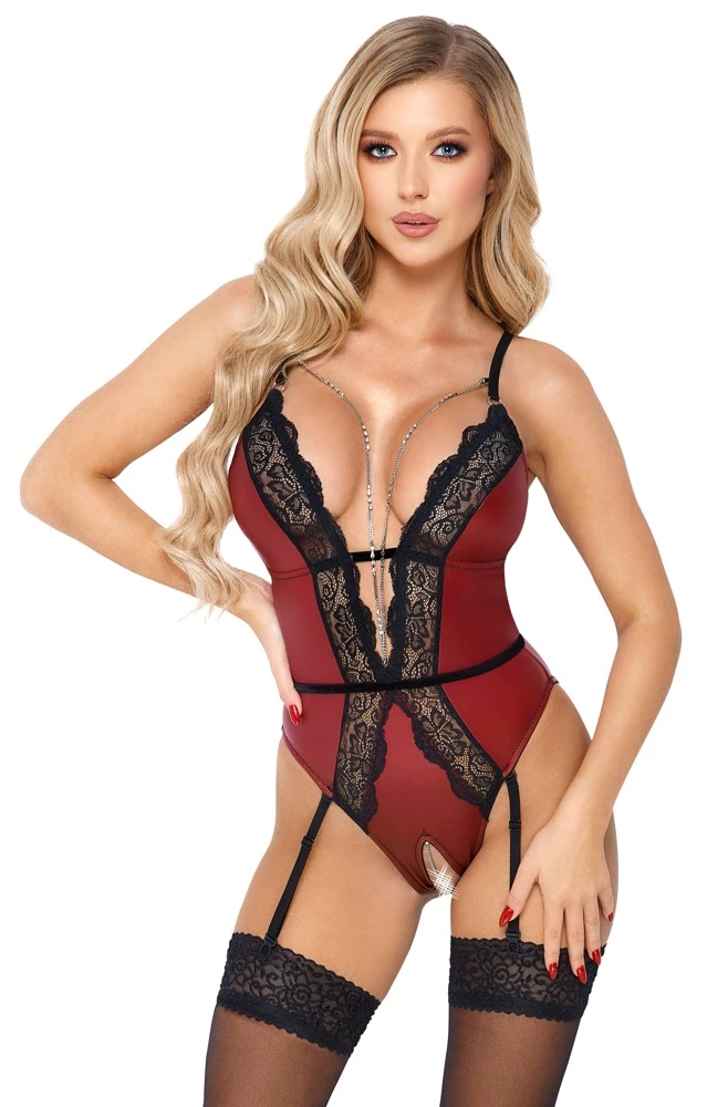 Abierta Fina Body ouvert mit abnehmbaren Strapsen