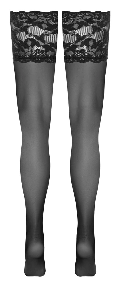 Cottelli Luxuriöse Eleganz: Schwarze halterlose Strümpfe mit 14 cm Spitzen-Abschluss Cottelli Luxuriöse Eleganz: Schwarze halterlose Strümpfe mit 14 cm Spitzen-Abschluss