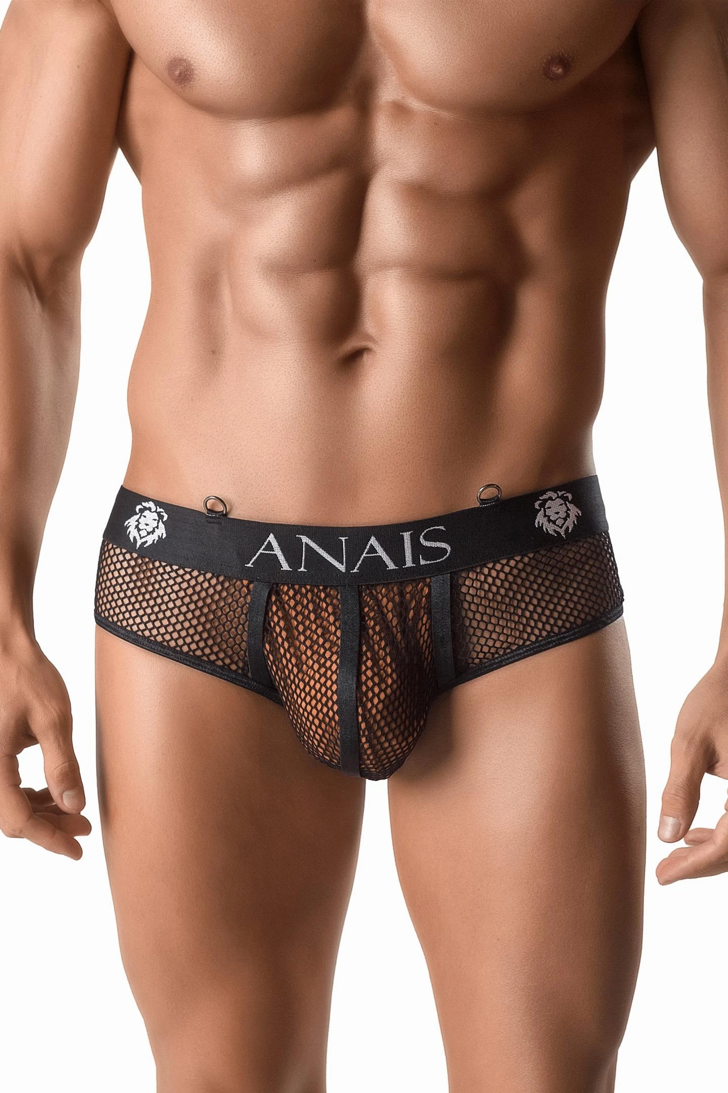 Herren Netz String-Tanga 054965. Herren-String aus hochelastischem Netzmaterial mit breitem Gummibund und zwei Metallringen für deinen perfekten Look!