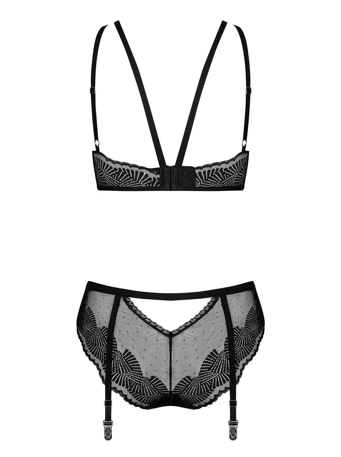 Dessous Set aus zart gemustertem Material