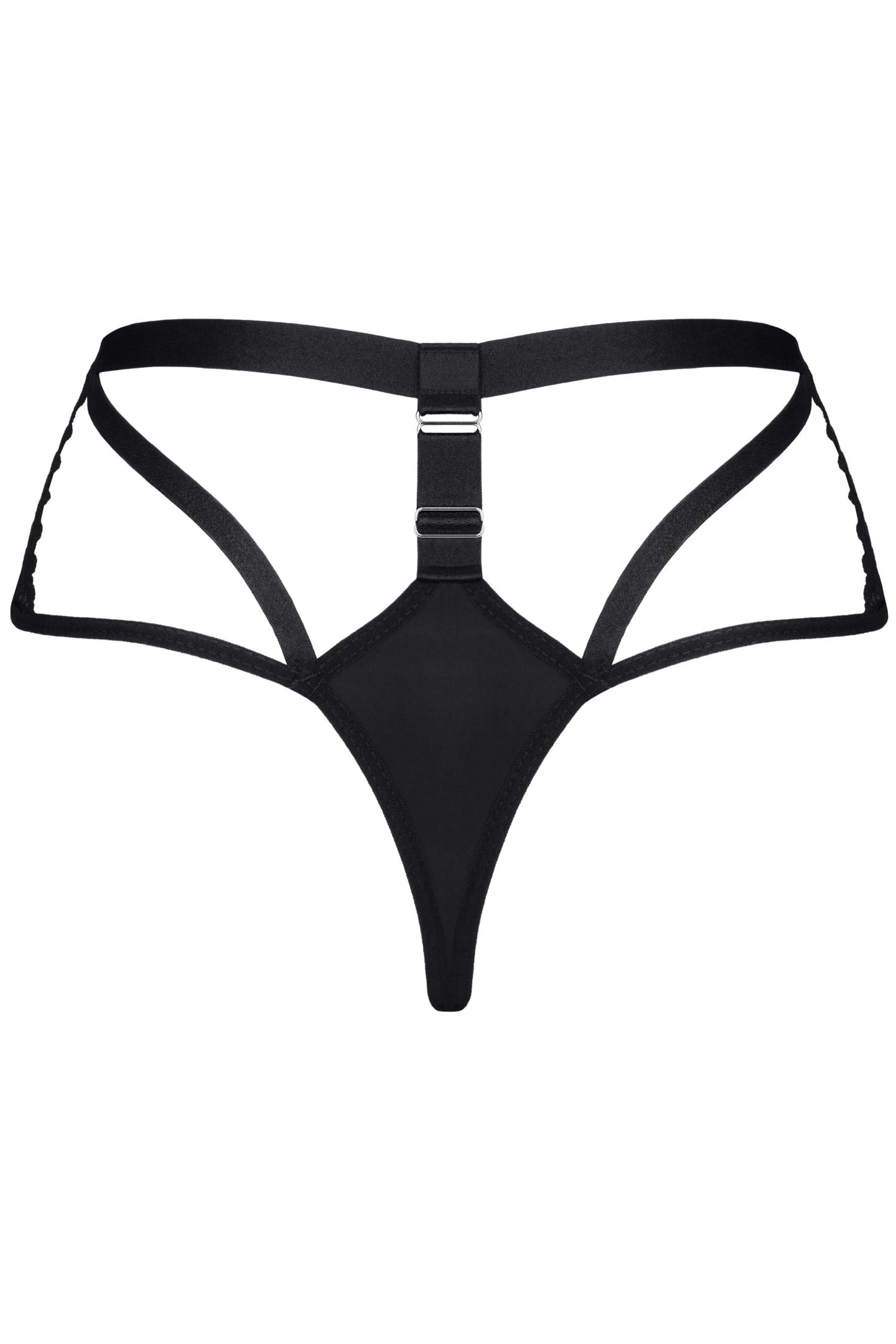 Schwarzer Panty LXSarita001 Verführerischer Spitzen-Slip mit Gummibändern und freigelegten Pobacken - Luxuriöses Tragegefühl