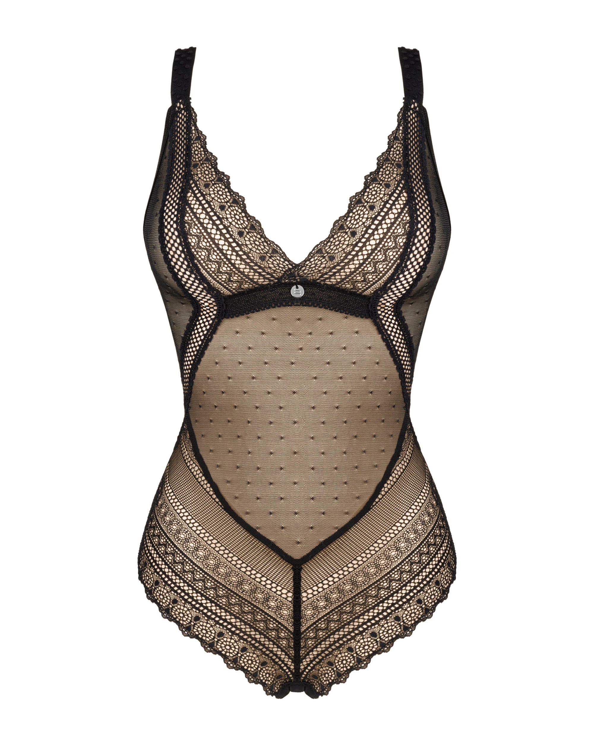 Verführerischer elastischer Body mit Spitzendetails von Obsessive
