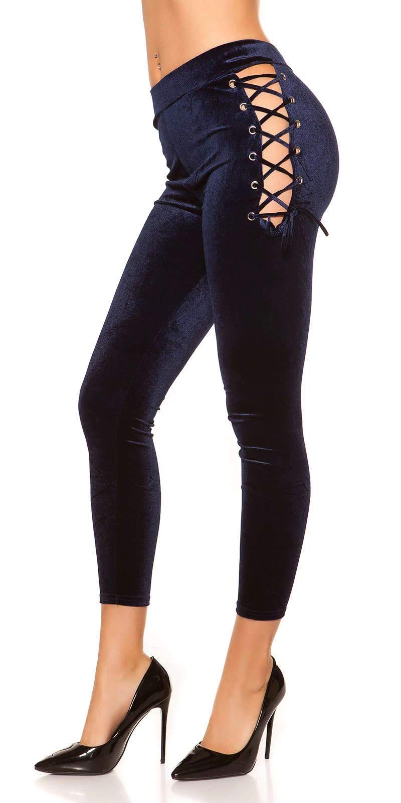 Smat Optik Leggings mit Cutout und Deko Schnürung