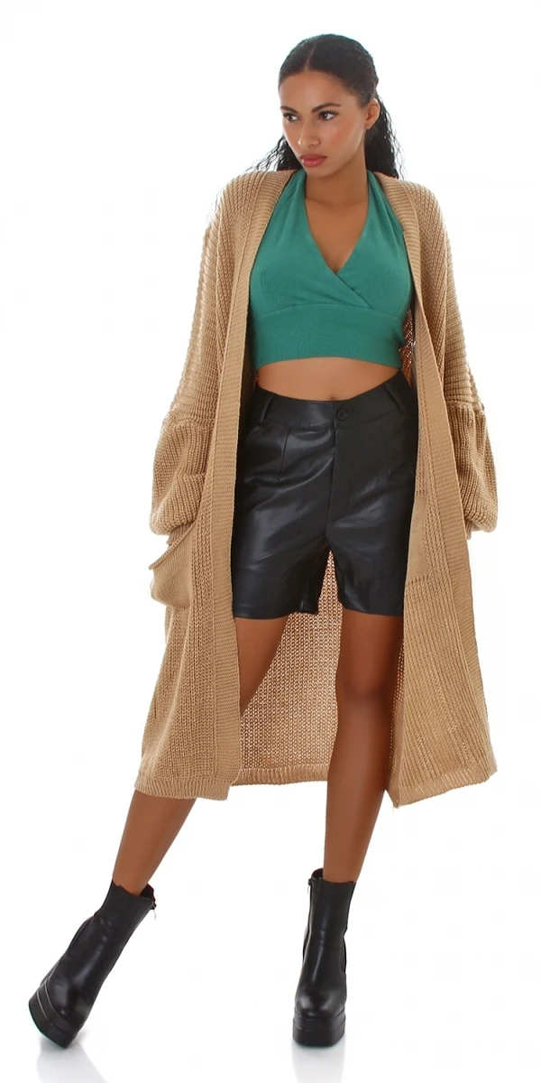 Casual Oversize Long Grobstrick Cardigan Strickjacke