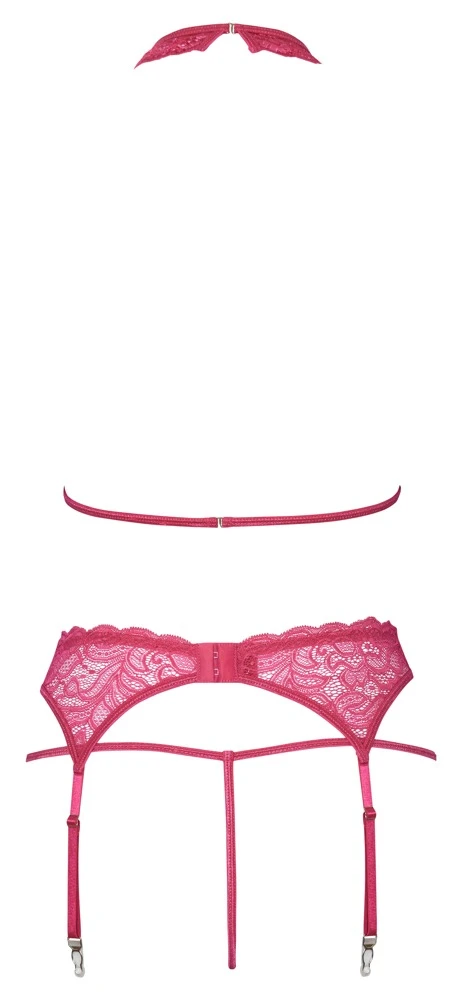 Cottelli LINGERIE 3 teiliges Dessous Set mit Neckholder BH, Strapsgurt und String