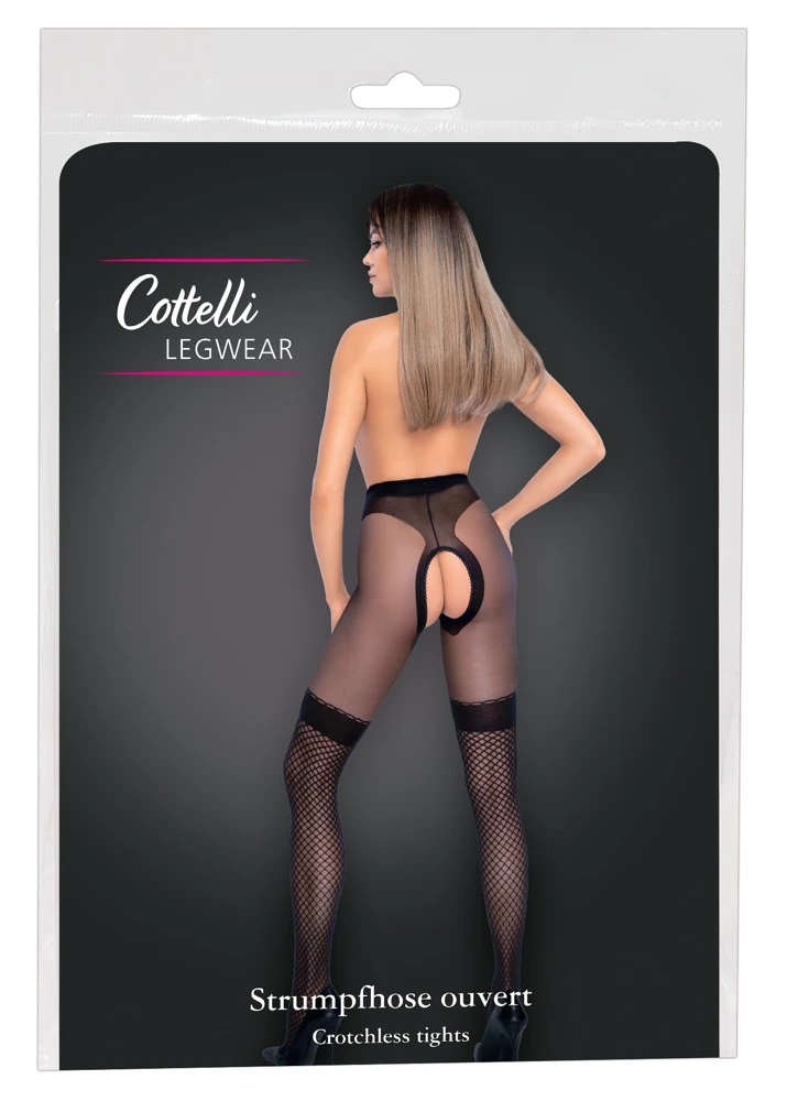Cottelli Verführerische Strumpfhose mit Overknee-Optik und ouvertem Schritt