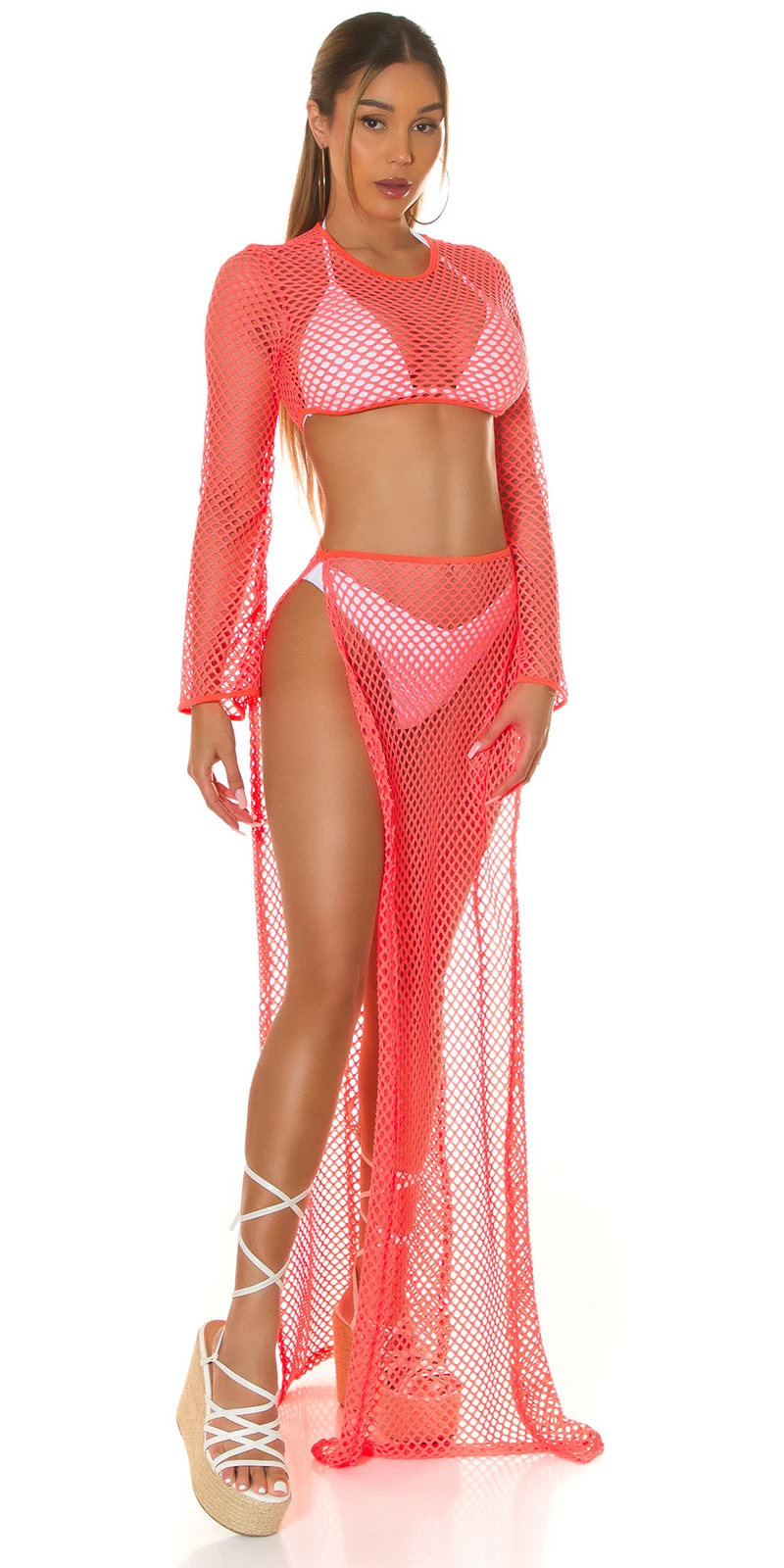 Cover-up Crop Top Bauchfrei Langarm Netztop Transparent Cover-up Crop Top Bauchfrei Langarm Netztop Transparent