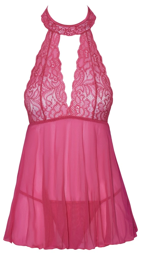 Cottelli LINGERIE Babydoll mit String Dekollete aus Spitze Chemise Rückenfrei pink Cottelli LINGERIE Babydoll mit String Dekollete aus Spitze Chemise Rückenfrei pink