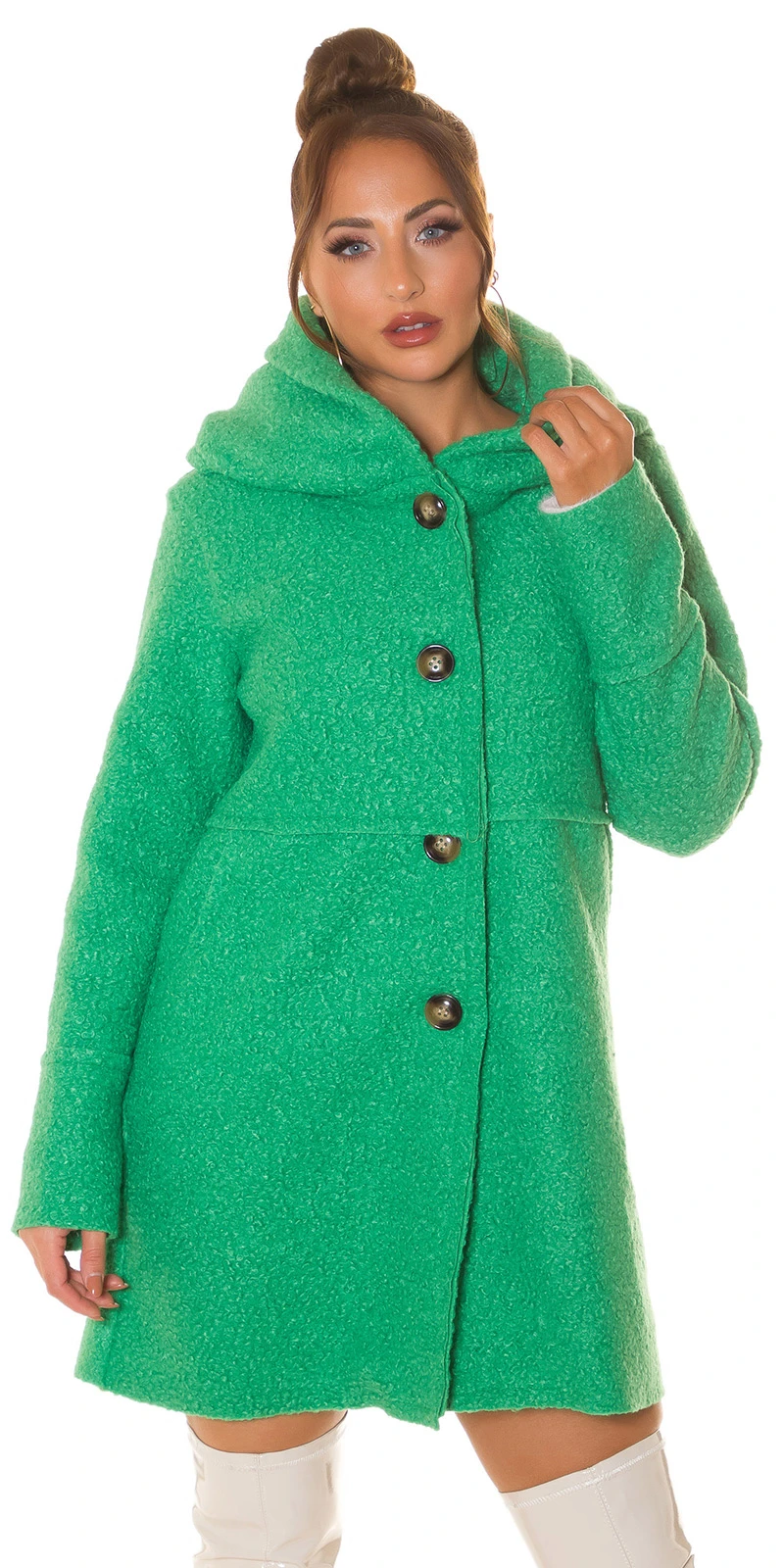 Chic Kapuzen Mantel im Boucle Look Chic Kapuzen Mantel im Boucle Look