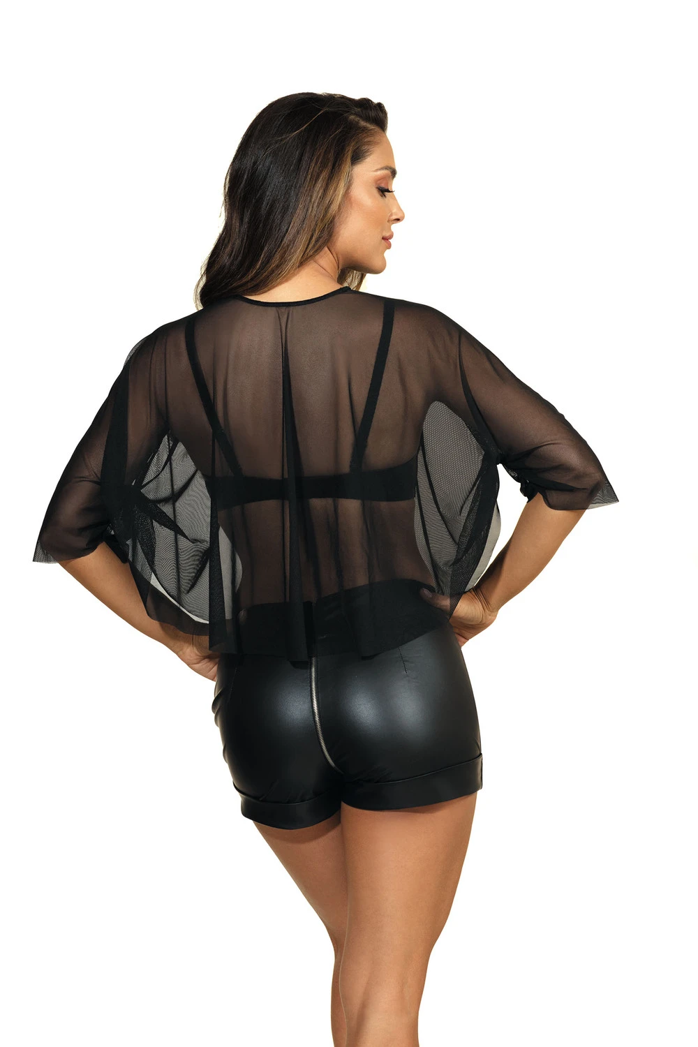 Axami Sexy Wetlook Shorts aus mattem Latex in schwarz