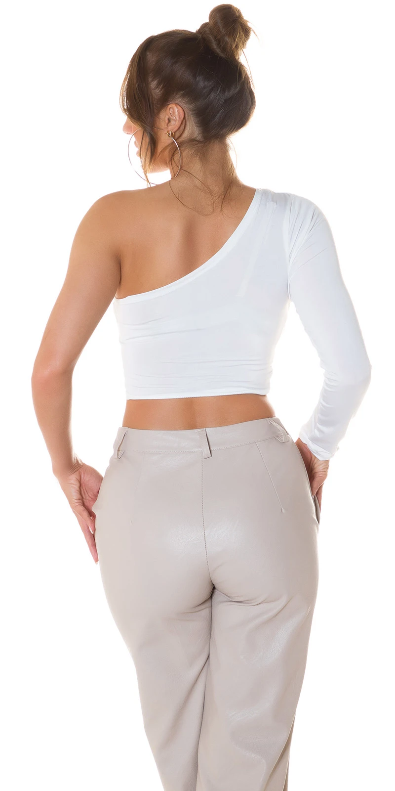 Hot One Schoulder Crop Top mit Knoten Effelt Hot One Schoulder Crop Top mit Knoten Effelt