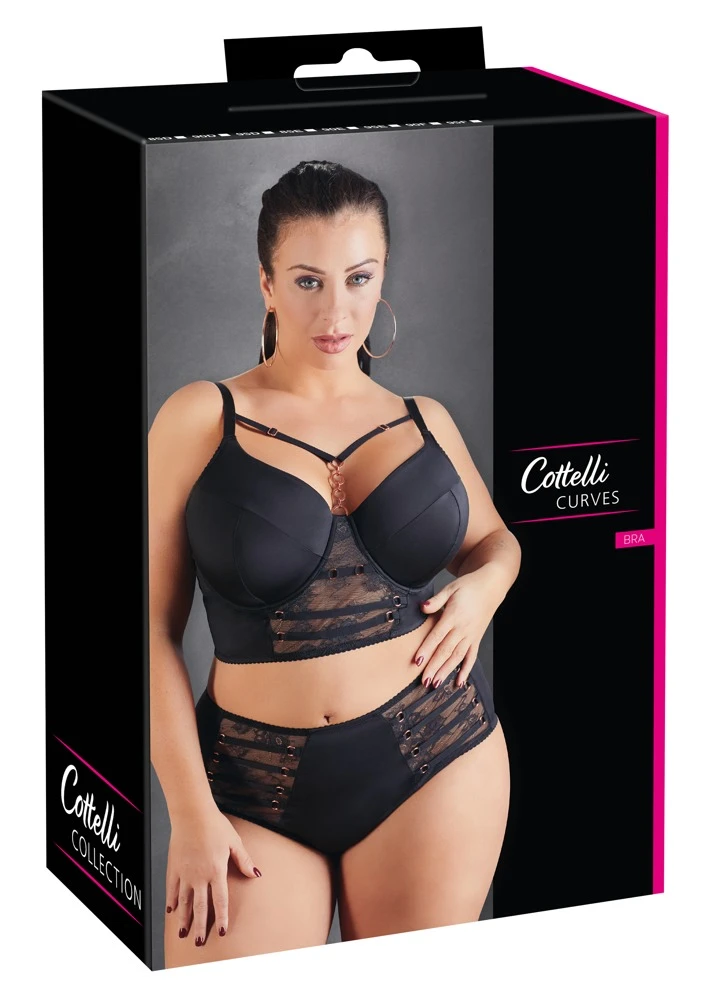 Cottelli Longline-BH mit dekorativen Dekolleté-Bändern mit edlen, roségoldfarbenen Details