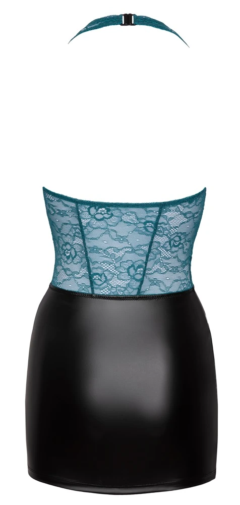 Cottelli LINGERIE Neckholder Kleid aus Spitze Mattlook Minirock schwarz/petrol Cottelli LINGERIE Neckholder Kleid aus Spitze Mattlook Minirock schwarz/petrol