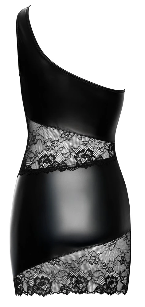 Sexy erotisch inszeniertes Kinky One-Shoulder-Minikleid von Cottelli Club Minikleid PARTY im edlen Mattlook mit feiner Spitze und aufregenden Cut-outs