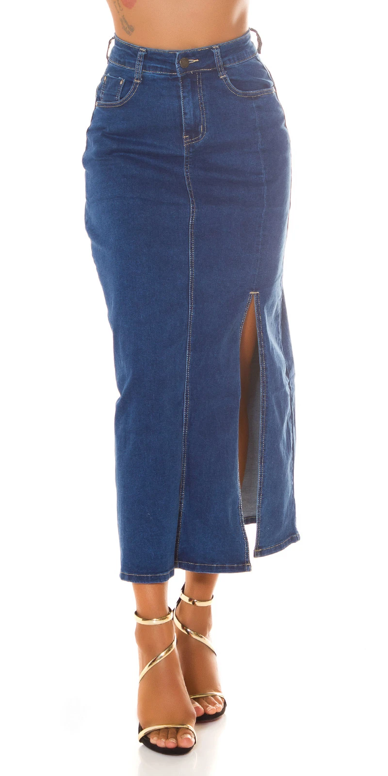 Musthave Denim High Waist Maxi Rock mit Schlitz seitlich Musthave Denim High Waist Maxi Rock mit Schlitz seitlich