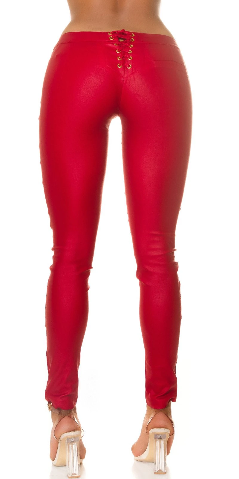 Treggings Jeggings Lange Stretch Hose Wet-Look mit Nieten-Verzierung Treggings Jeggings Lange Stretch Hose Wet-Look mit Nieten-Verzierung