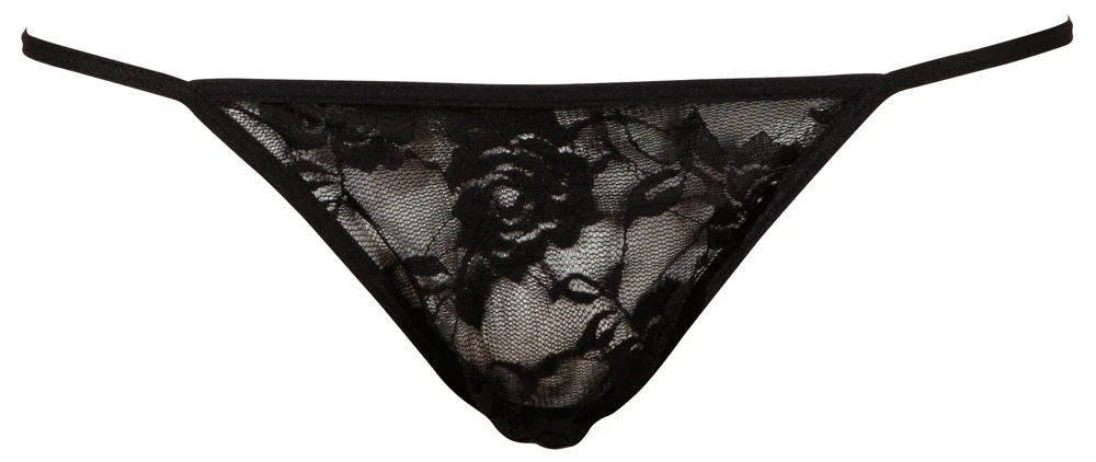 Cottelli LINGERIE transparentes Negligés mit String aus feinster Spitze in schwarz
