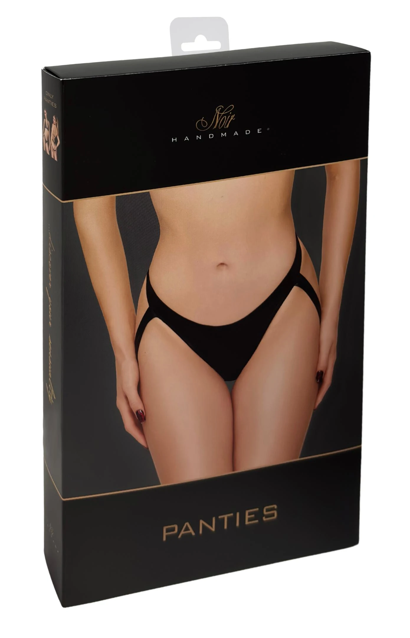 Strappy Panties aus Powerwetlook mit Jockstrap-Optik, Kinky erotisch inszenierte schwarze Dessous Pofrei mit elastischen Trägern und modernem Low-Waist-Schnitt F393 Noir Handmade