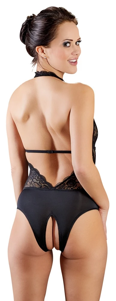 Cottelli LINGERIE Rückenfreier Body ouvert Oberteil aus feiner verlockendender Spitze