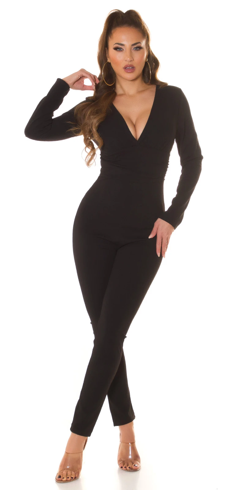 Chic Uni V-Neck Long Jumpsuit