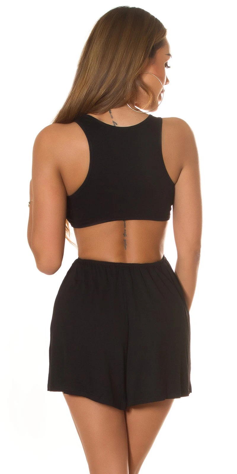 Racer Back Jumpsuit Hotpants Overall Kurz im Sport-Look Tank-Style mit Rücken-Cutout Racer Back Jumpsuit Hotpants Overall Kurz im Sport-Look Tank-Style mit Rücken-Cutout