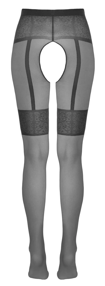 Cottelli Verlockende Raffinesse: Die Ouvert-Strumpfhose mit eingewebtem Strapsgurt und Spitzen-Optik