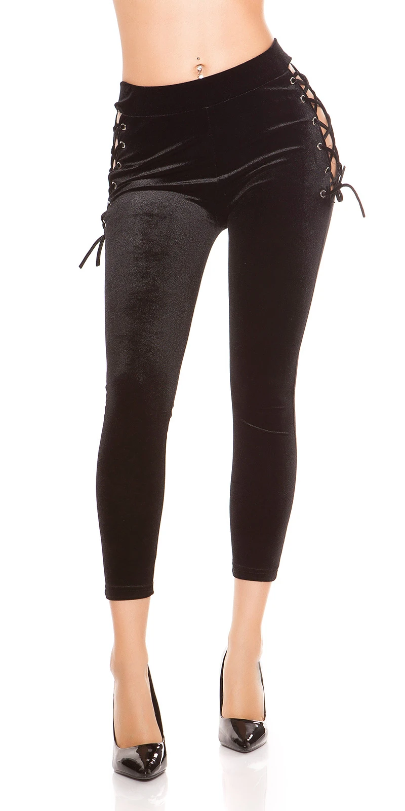 Smat Optik Leggings mit Cutout und Deko Schnürung Smat Optik Leggings mit Cutout und Deko Schnürung