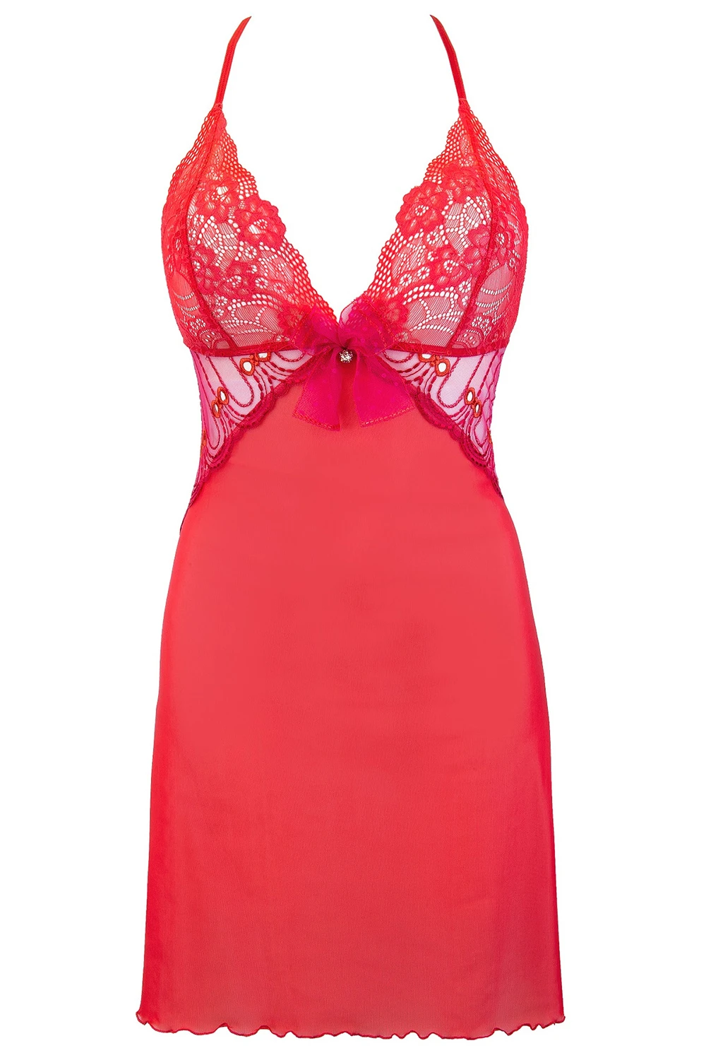 Axami rotes Babydoll aus weichem Tüll mit großer roter Schleife inklusive String Axami rotes Babydoll aus weichem Tüll mit großer roter Schleife inklusive String