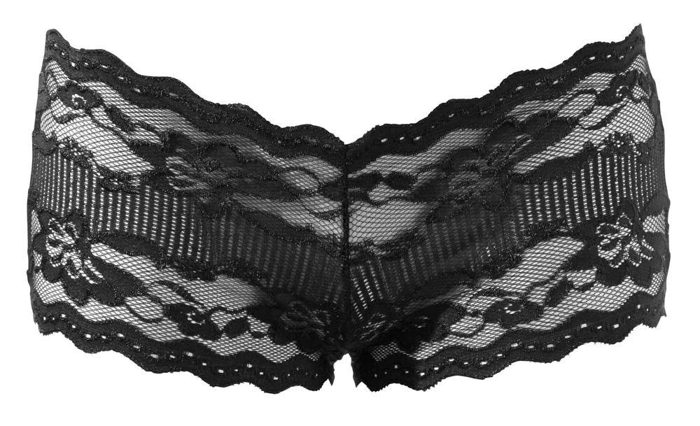 Cottelli LINGERIE Panty schwarz fast offenem Po mit Schleife aus elastischer Spitze