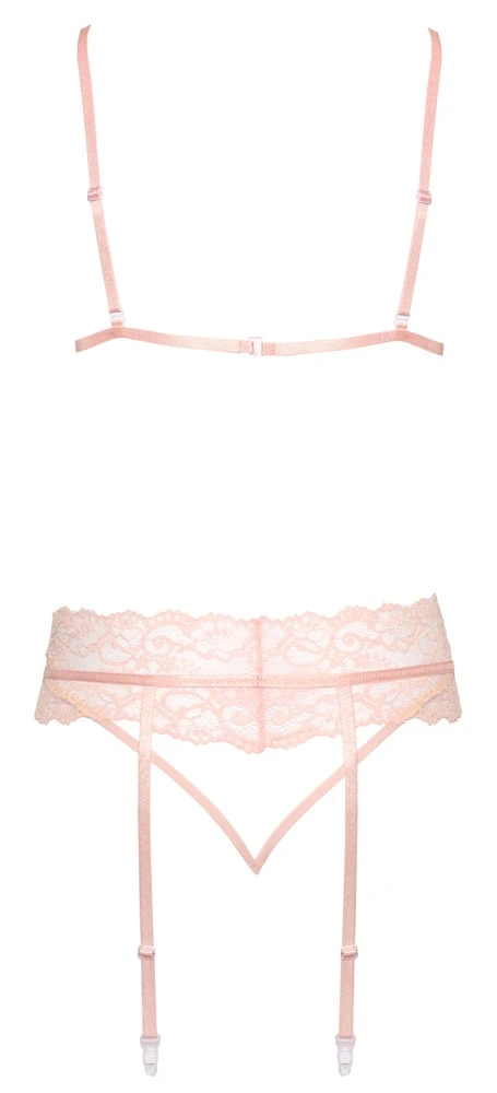 kissable BH Strapsset, Lingerie Set mit Soft-BH, Strapsgurt & String, Effektspitze im Mix mit Powernet
