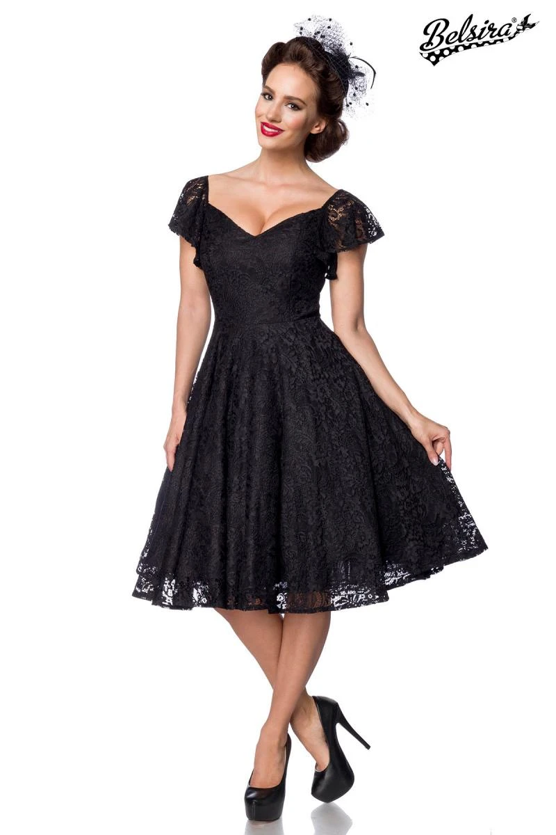 Vintage Cocktail-Spitzenkleid mit Herzausschnitt