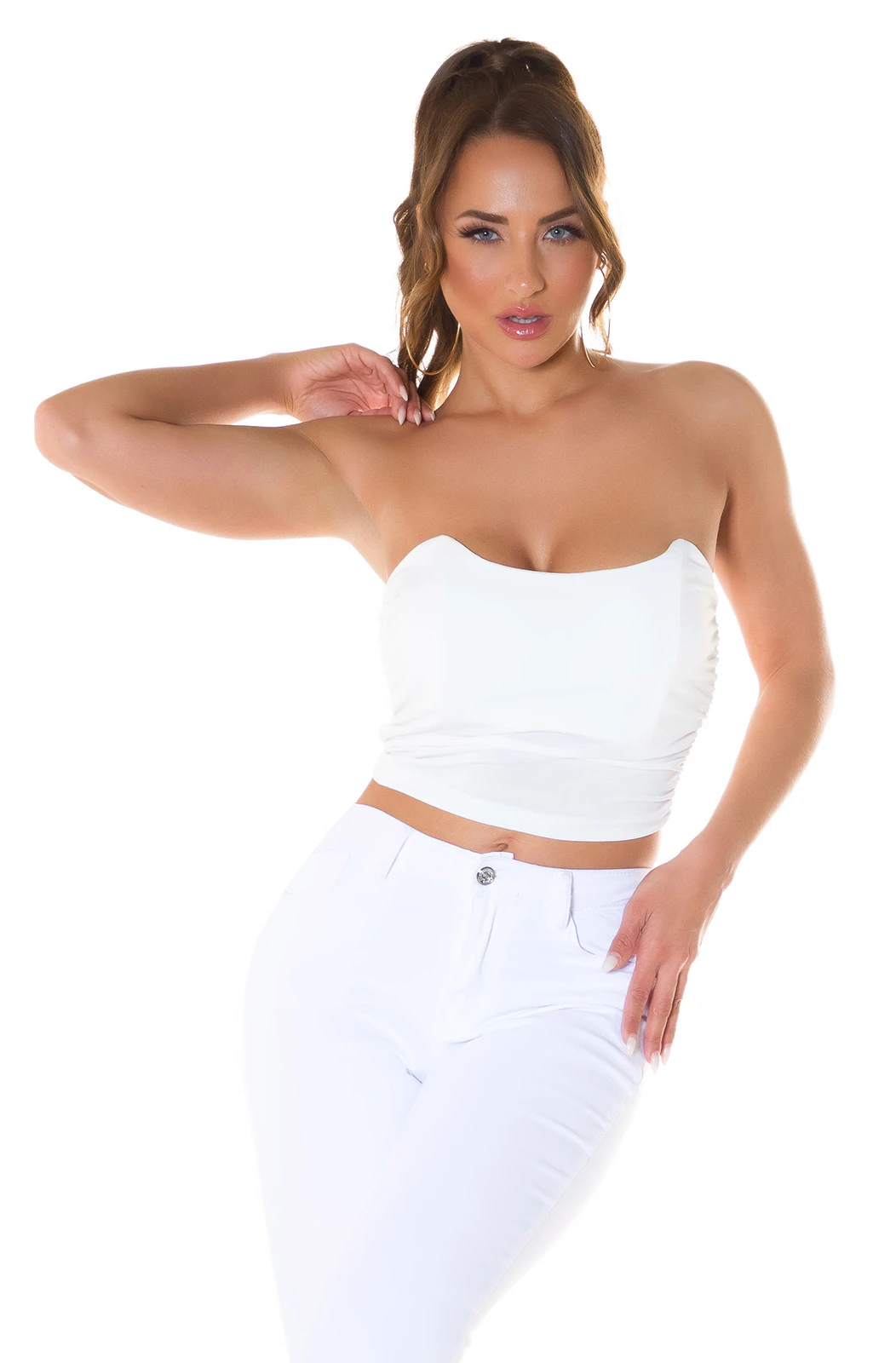 Hot Bandeau Crop Top mit Corsagen-Effekt Hot Bandeau Crop Top mit Corsagen-Effekt