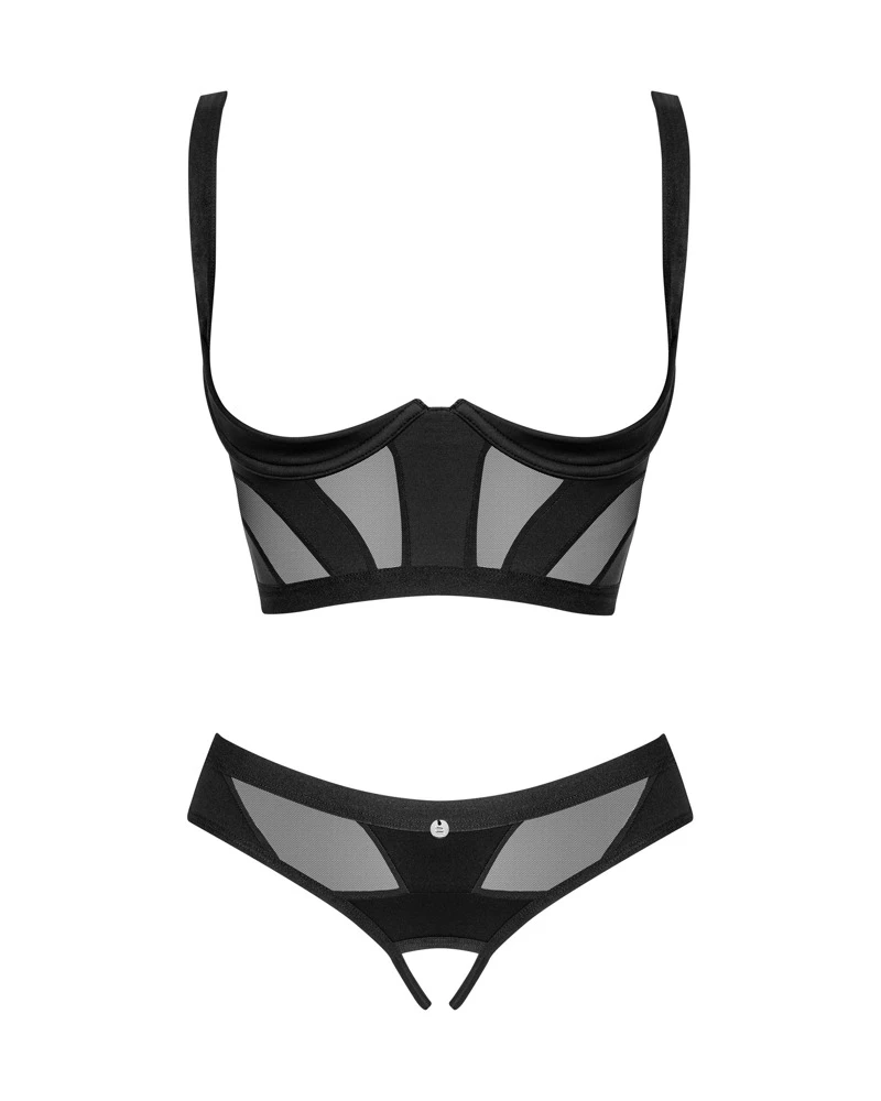 Obsessive Schwarzes Set Chic Amoria mit Longline-Hebe und Slip ouvert. Eleganter Ouvert-Style im stilvollen Mix mit blickdichten Partien und zarten Transparenzen. Obsessive Schwarzes Set Chic Amoria mit Longline-Hebe und Slip ouvert. Eleganter Ouvert-Style im stilvollen Mix mit blickdichten Partien und zarten Transparenzen.