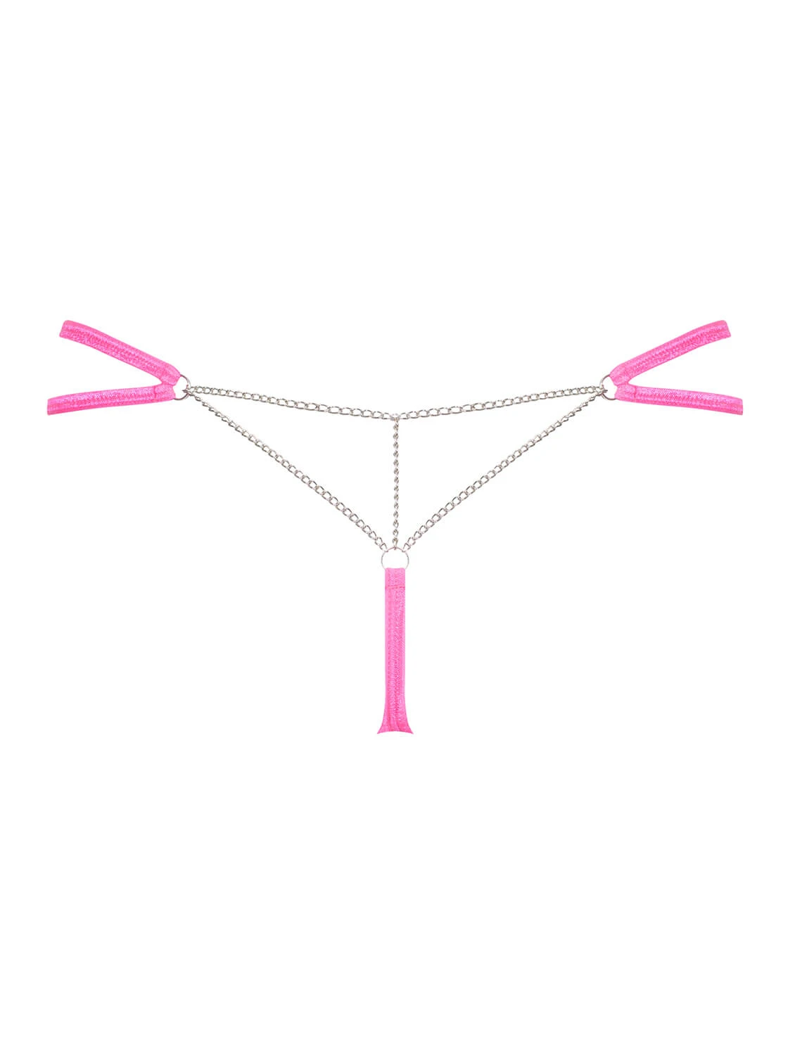 String in Pink mit Doppelriemchen, sexy Ketten-Detail am Po und elastischem Tragekomfort – Obsessive