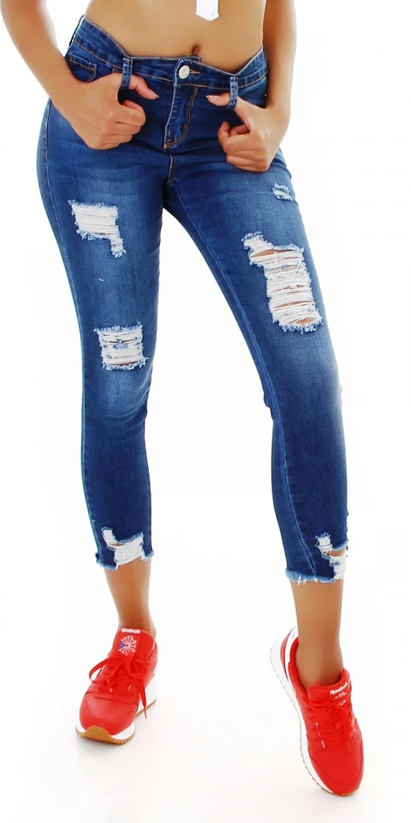 High Waist Push-up 7/8 Jeans im Used Look