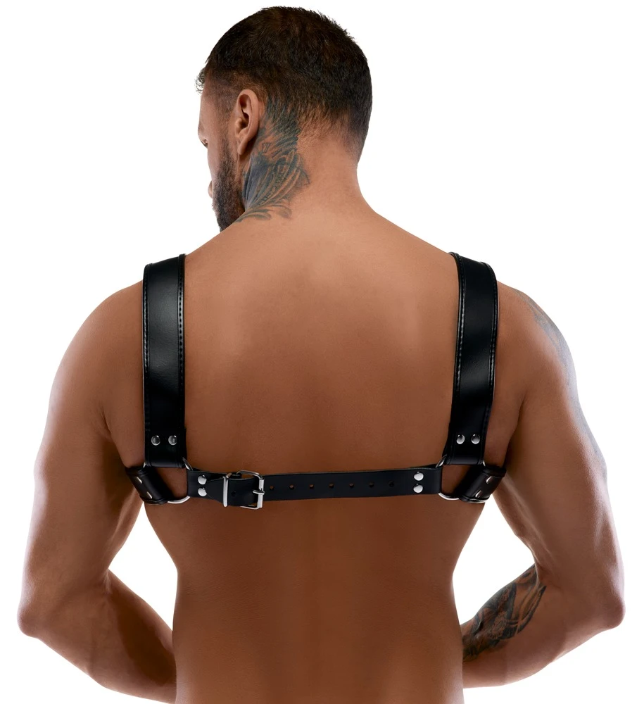 Verstellbarer Harness von ZADO aus robustem Leder. Ungefüttert, aufregend maskulin und vielseitig kombinierbar.