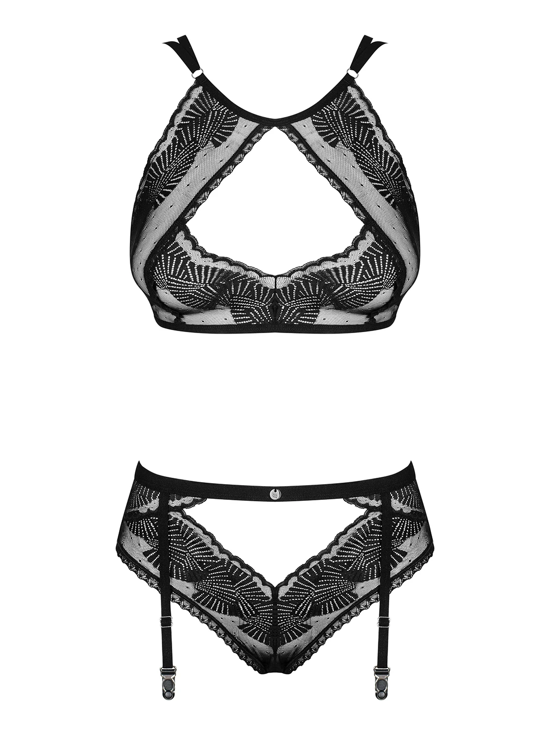 Dessous Set aus zart gemustertem Material