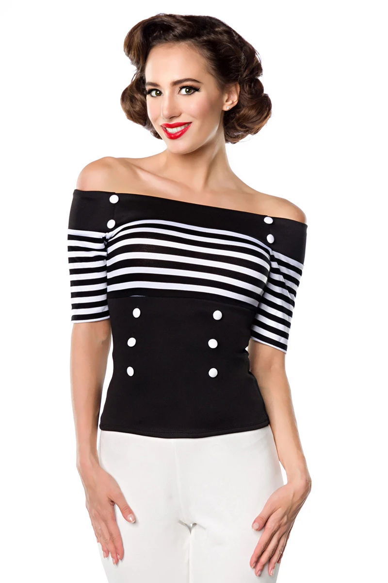 Jersey-Bluse mit dekorativen Stoffknöpfen Jersey-Bluse mit dekorativen Stoffknöpfen