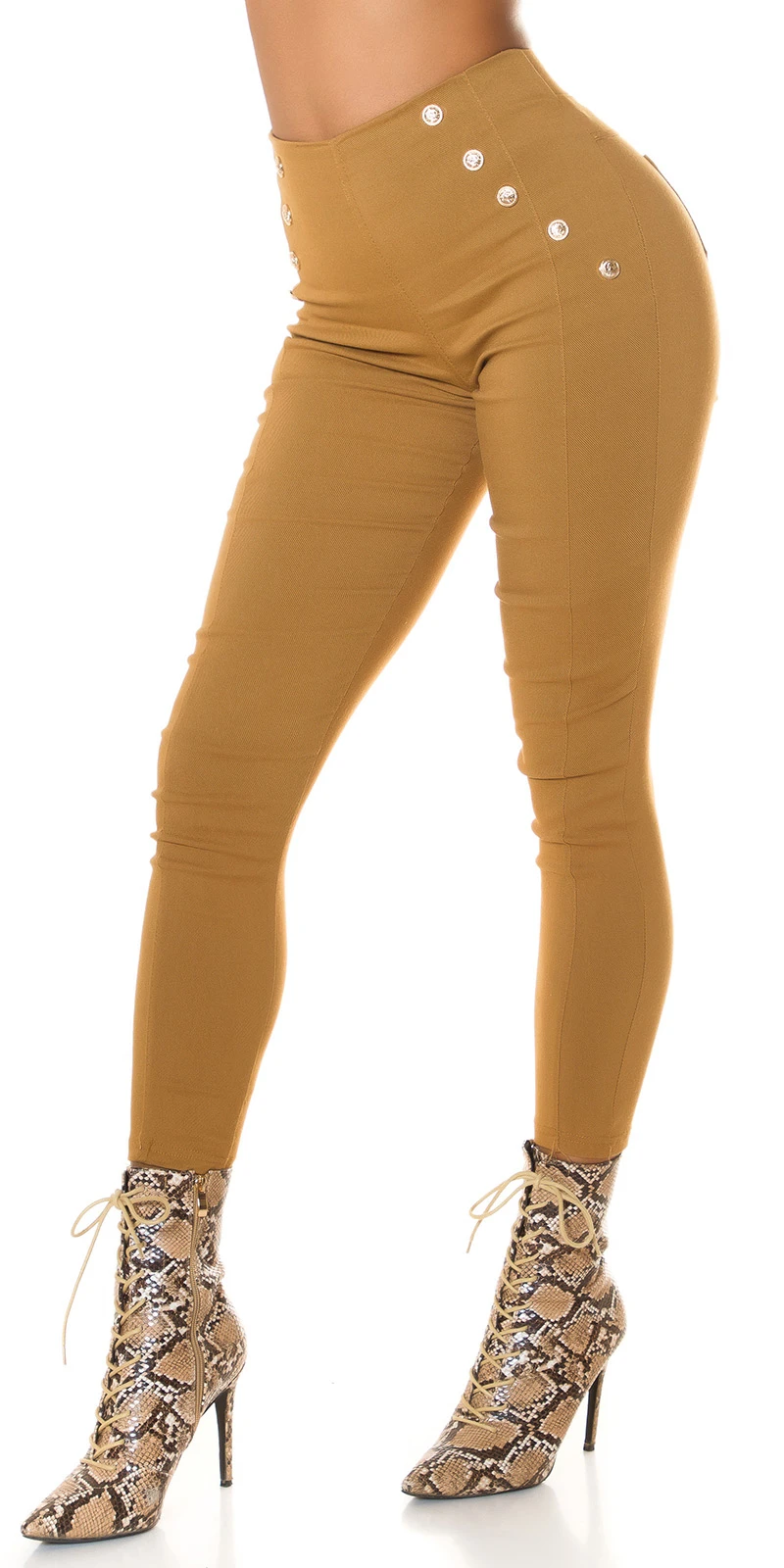Skinny Business High Waist Leggings Hose mit Deko Knöpfe Skinny Business High Waist Leggings Hose mit Deko Knöpfe