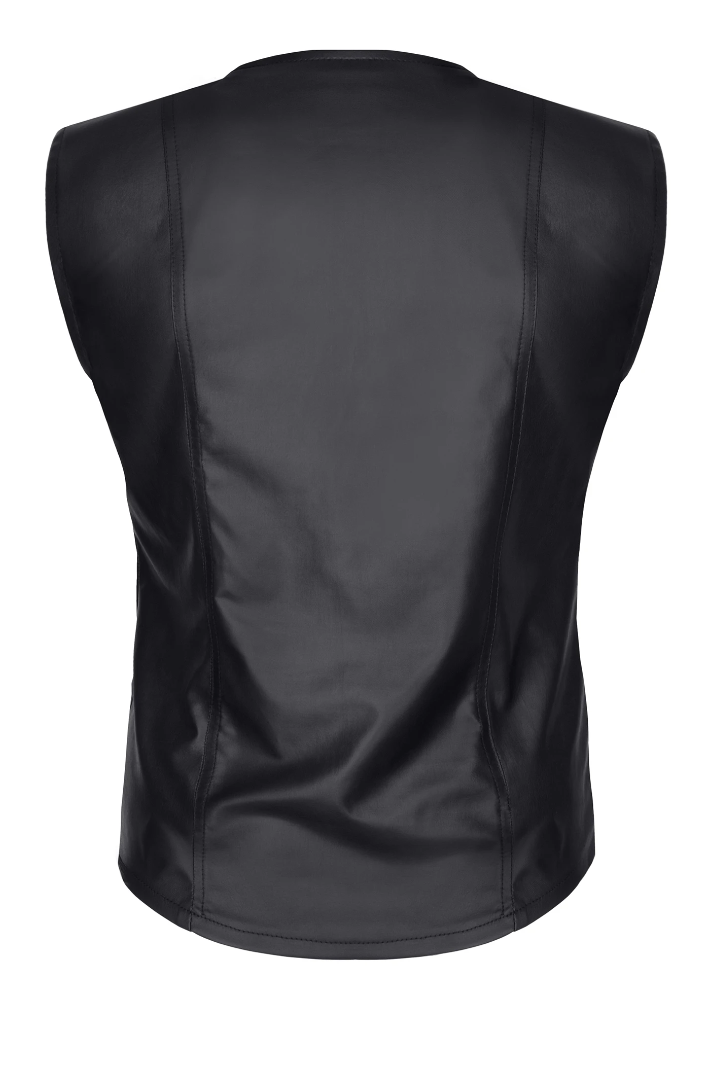 Regnes Fetish Planet Herren Weste RMCamillo001, Markanter Wetlook trifft auf ikonische RFP-Details, diese schwarze Herrenweste setzt ein Statement in Sachen Stil und Attitüde