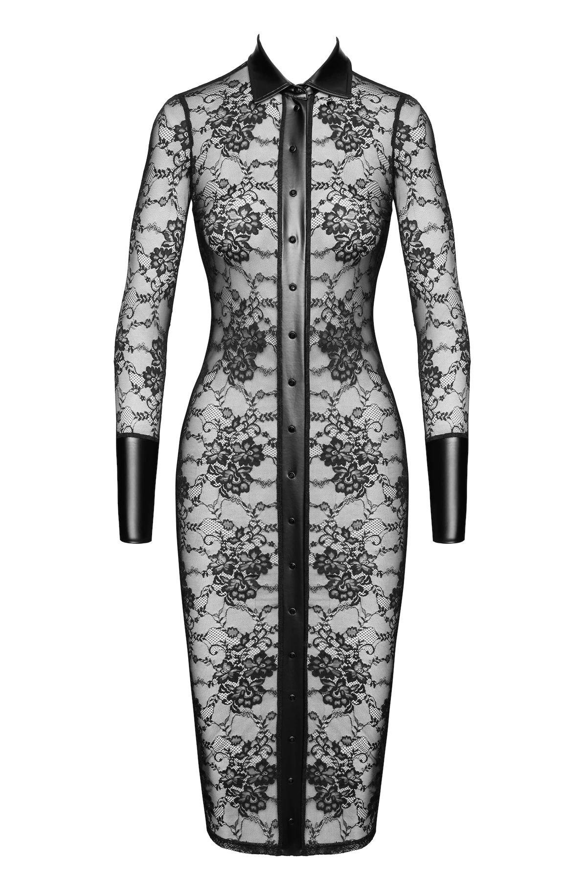 F376 halblanges Kleid Noirelle aus Spitze