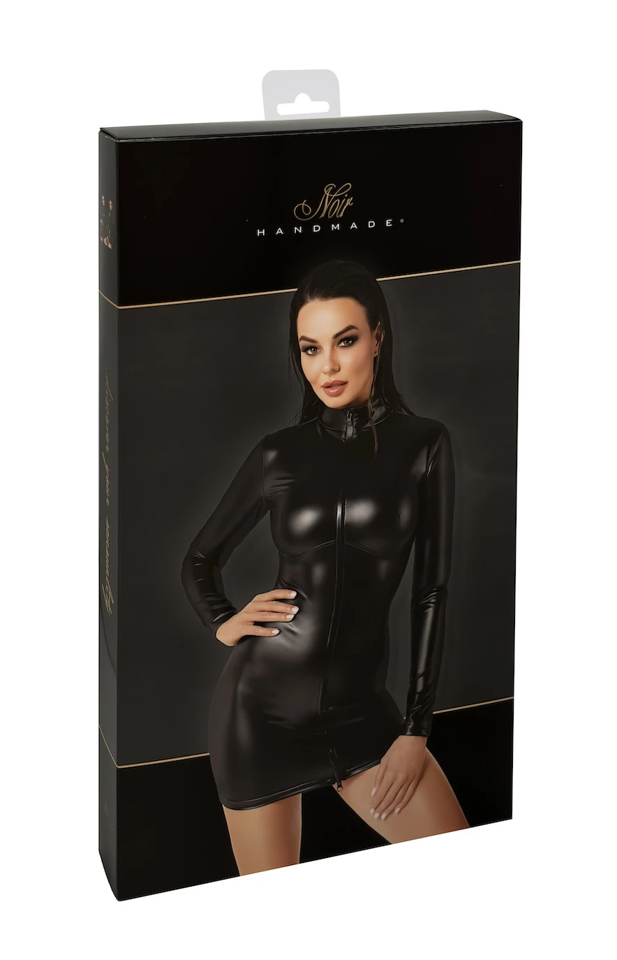 F330 Wetlook Minikleid von Noir Handmade, Glänzendes Wetlook-Minikleid mit 2-Wege- Reißverschluss: Eleganter Look und bequeme Passform durch elastischen Bund F330 Wetlook Minikleid von Noir Handmade, Glänzendes Wetlook-Minikleid mit 2-Wege- Reißverschluss: Eleganter Look und bequeme Passform durch elastischen Bund