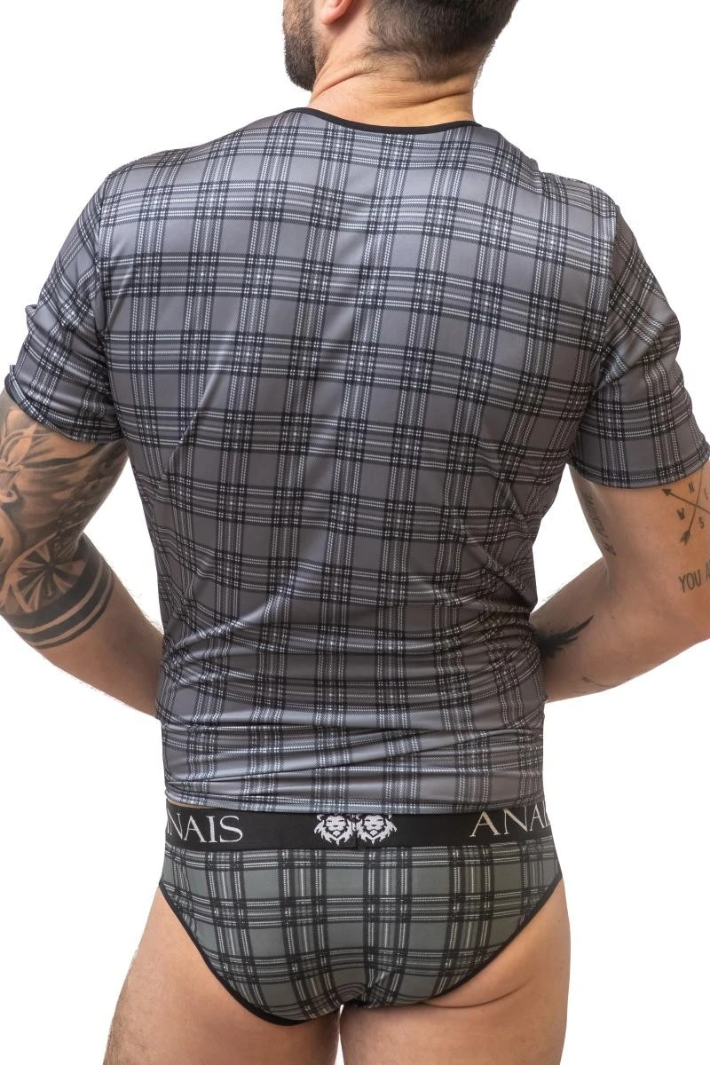 Herren T-Shirt mit Karo Muster halbtransparent von Anais for Men