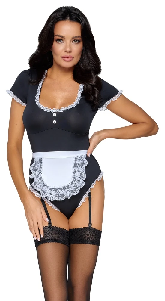 Cottelli Stilvoll serviert: Der Straps-Riobody mit Spitzenrüschen und verstellbaren Details