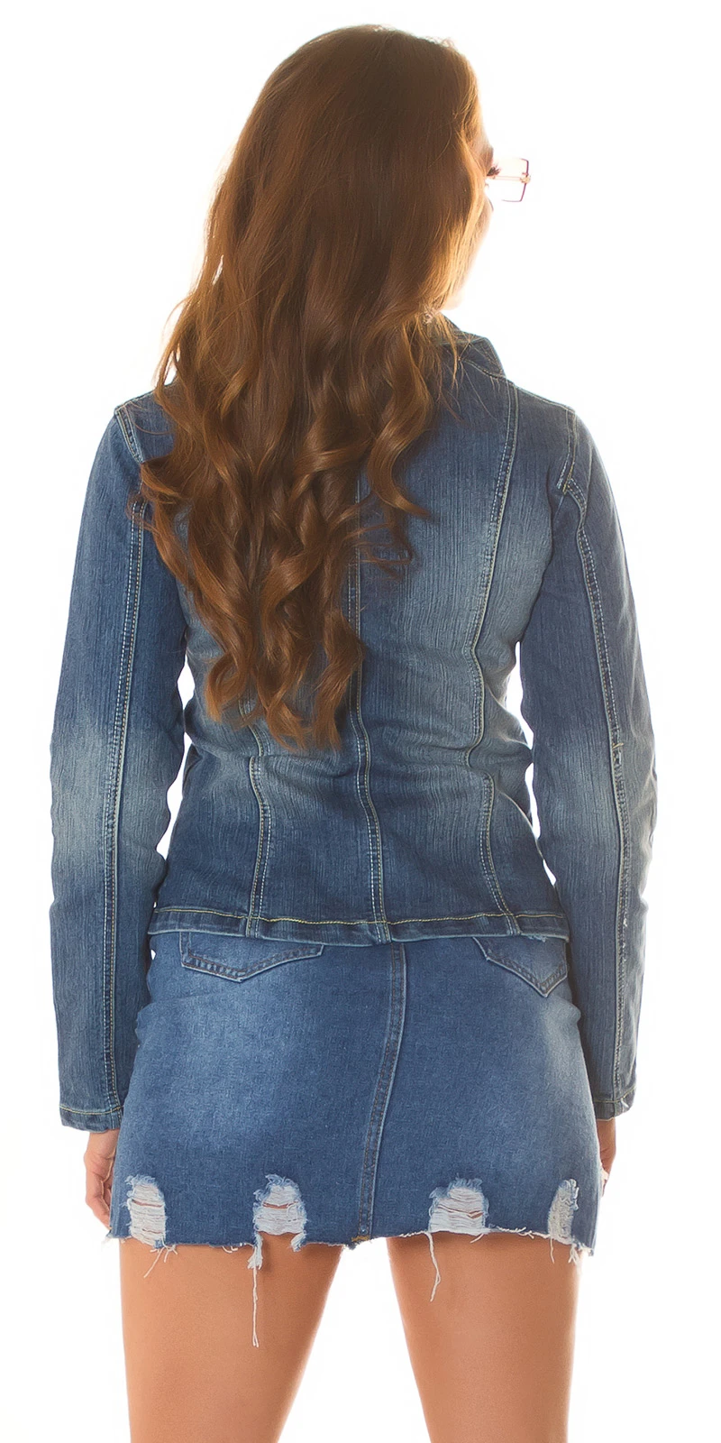 Denim Jeans Jacke Boho Touch mit Glitzer Festival Style Tailliert Denim Jeans Jacke Boho Touch mit Glitzer Festival Style Tailliert