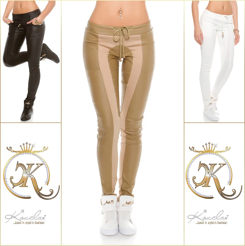 Joggers in Kunstleder-Look mit Stretch-Einsätze