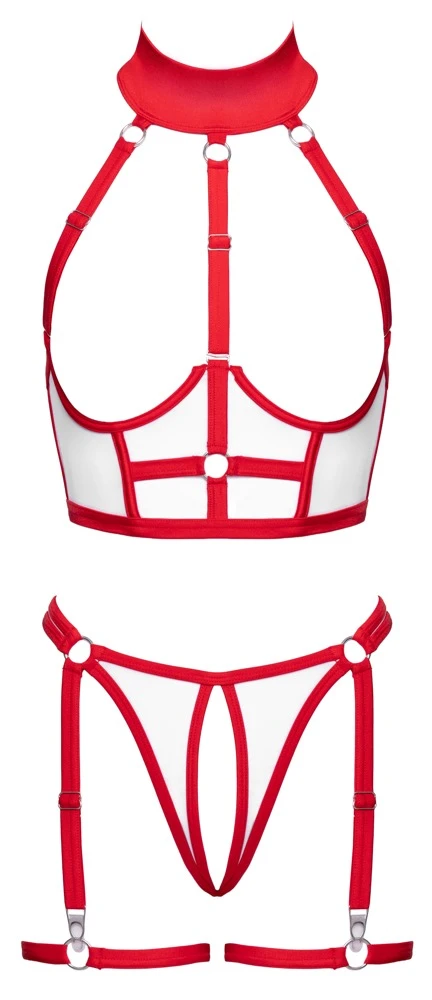 Krankenschwester-Ouvert-Set mit busenfreier Hebe & offenem Straps-String in erotischem Look von Cottelli COSTUMES