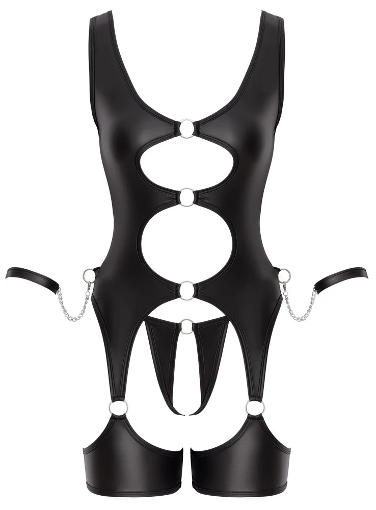 Fesselnde Versuchung im stilvollen Mattlook: Cottelli BONDAGE Set mit Strapshemd, ouvertem String und soften Handfesseln