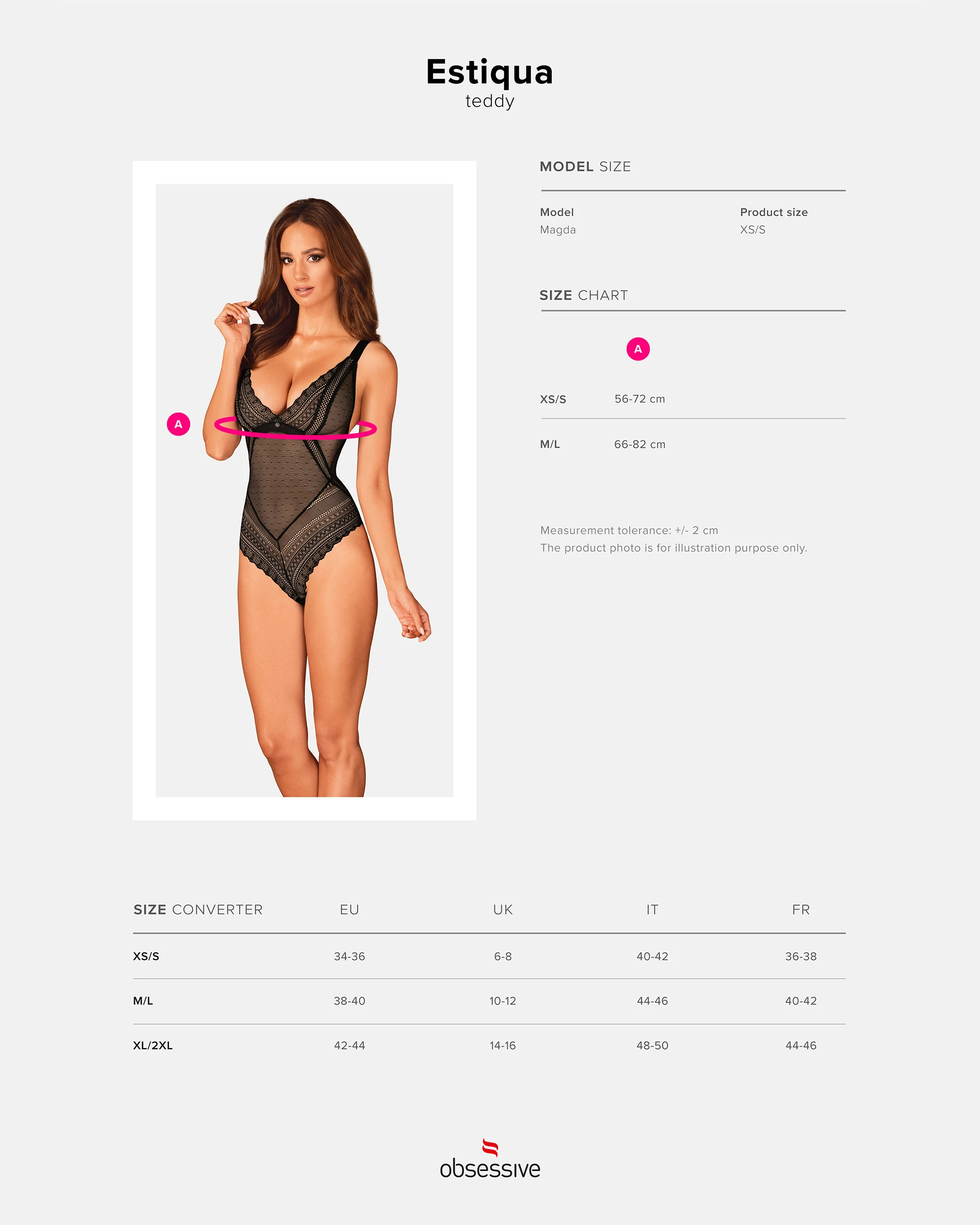 Verführerischer elastischer Body mit Spitzendetails von Obsessive