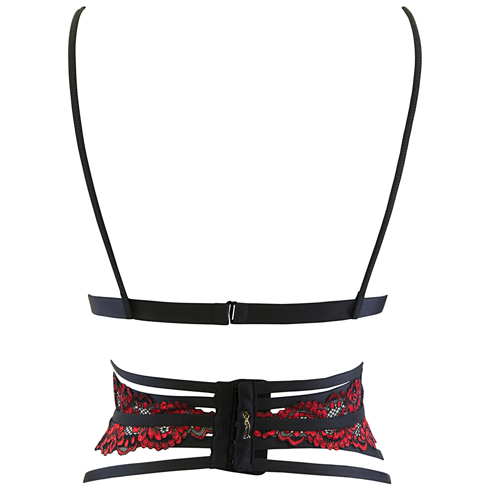 Axami verführerisches Korsett Bustier BH aus rot schwarzer Spitze